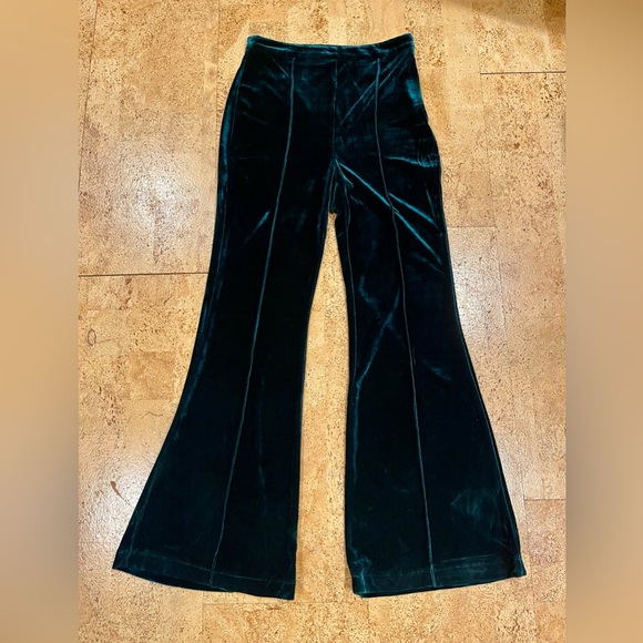 Flying Tomato Fresh Start Velvet Deep Green Flare Pants. Size L Think Festival!! - Picture 1 of 16